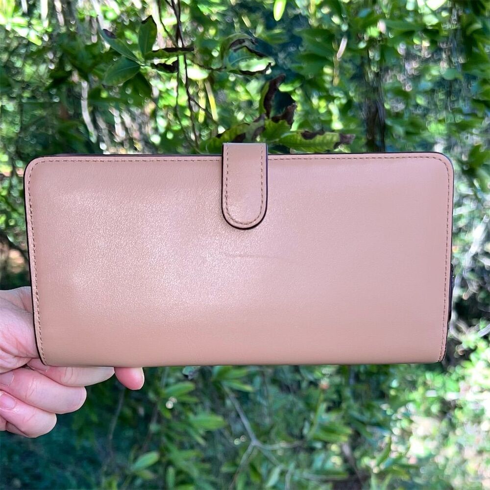 COACH Slim Wallet Smooth Calf Leather Nude w Gold Hardware AUTHENTIC - Picture 2 of 6